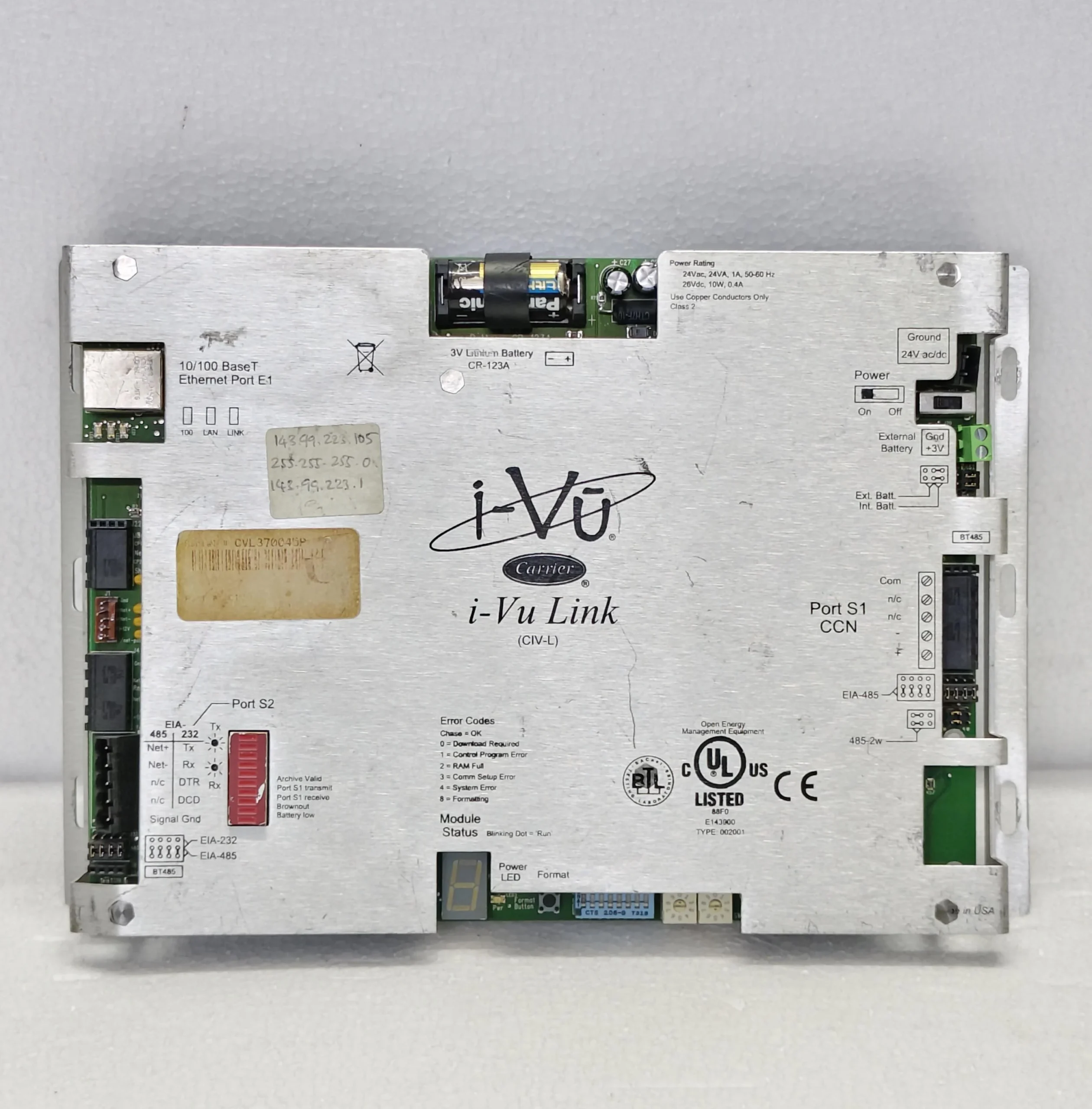 CARRIER i-Vu Link (CIV-L) Network & Integration Module – Rev. 16
