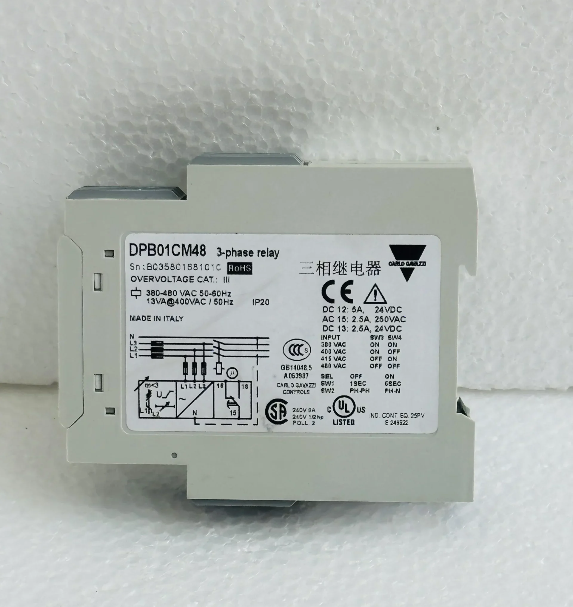 CARLO GAVAZZI DPB01 3-PHASE VOLTAGE RELAY Carlo Gavazzi DPB01 3-Phase Voltage Relay