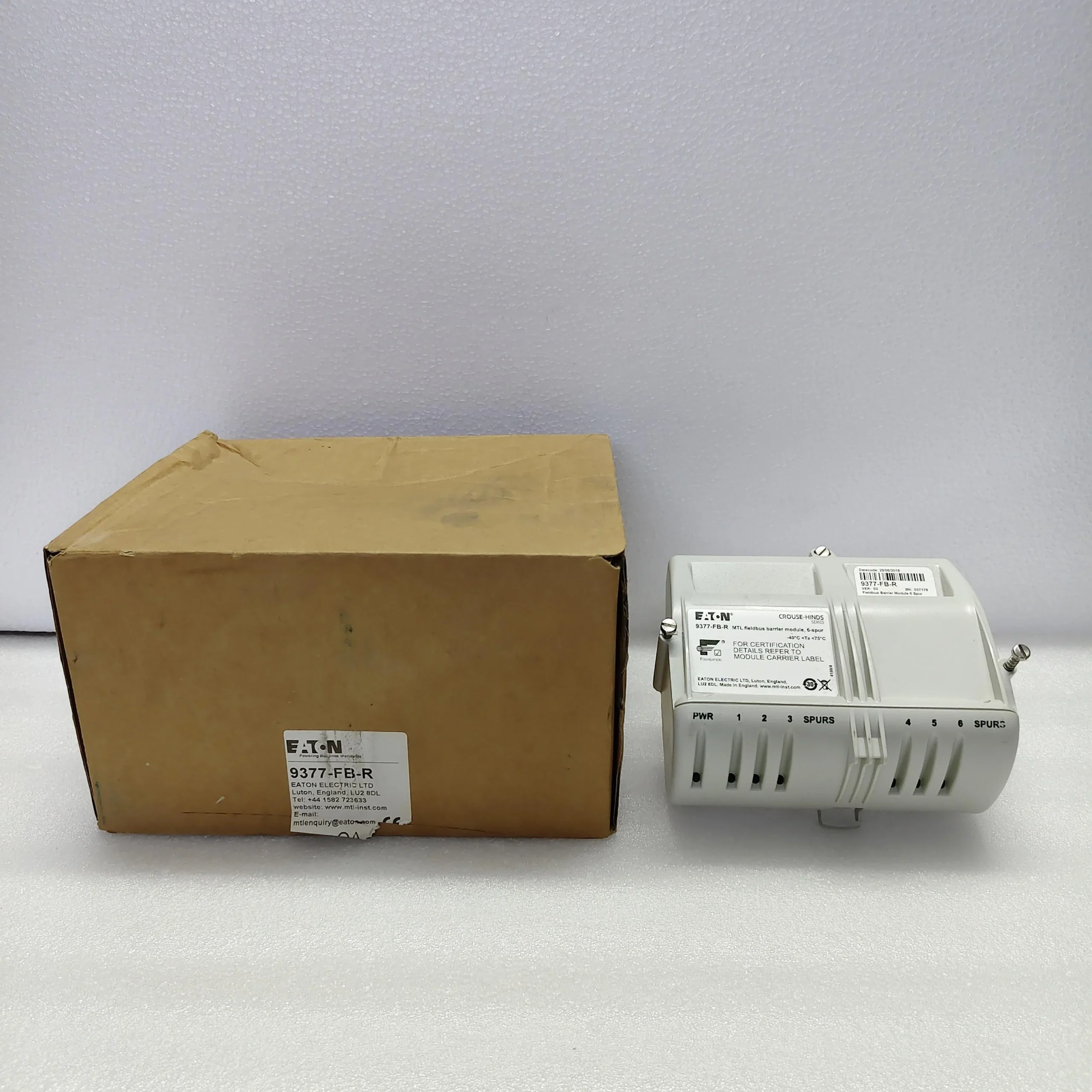 EATON Crouse-Hinds Series MTL Fieldbus Barrier Module, 6-Spur – P/N: 9377-FB-R