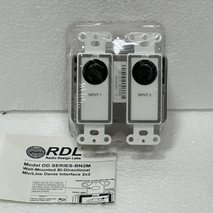 RDL NSR39860 DD Series-BN2M Wall-Mounted Bi-Directional MicLine Dante Interface (2×2)