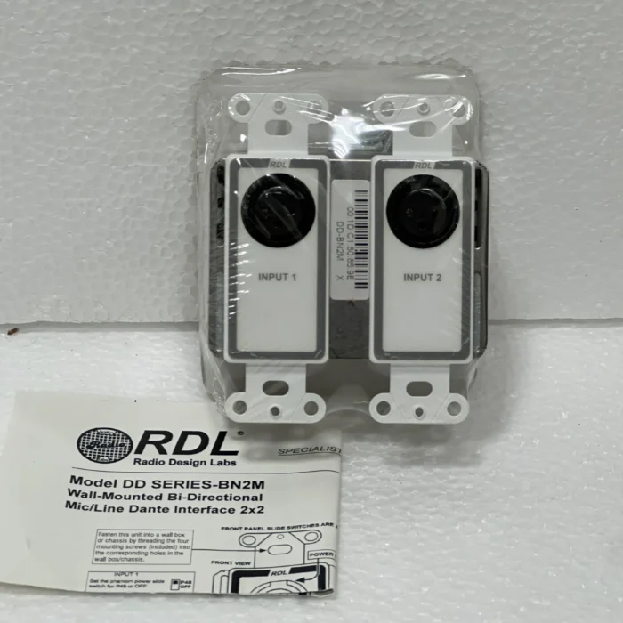 RDL NSR39860 DD Series-BN2M Wall-Mounted Bi-Directional MicLine Dante Interface (2×2)